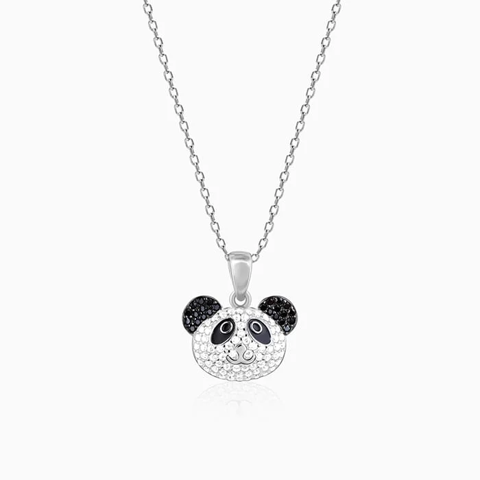Shop Classic Women's Necklaces & Pendants with a Modern Twist-Silver Panda Power Pendant with Link Chain Shop Classic Women's Necklaces & Pendants with a Modern Twist-Silver Panda Power Pendant with Link Chain