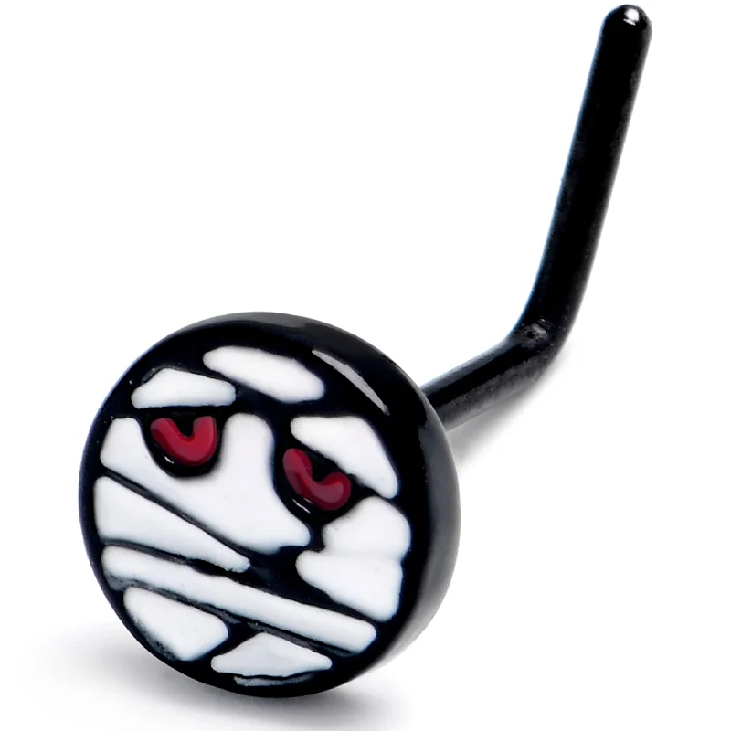 Trendy Nose Rings for Unique Style -20 Gauge 7mm Black Halloween Mummy L Shape Nose Ring Trendy Nose Rings for Unique Style -20 Gauge 7mm Black Halloween Mummy L Shape Nose Ring