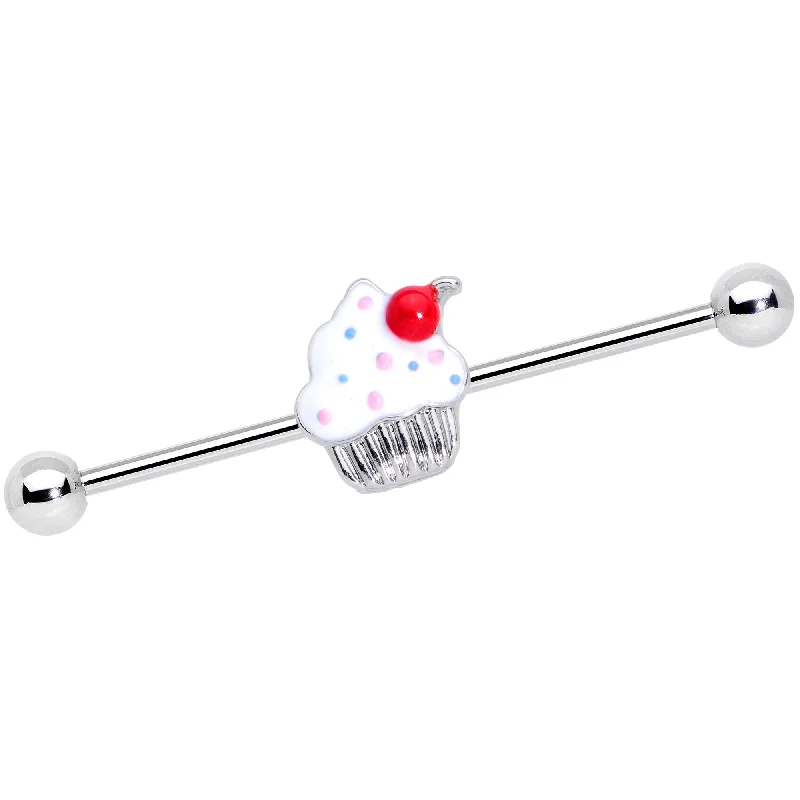 Women's Earrings – Elegant Designs for Every Personality--14 Gauge Red White Sprinkle Cherry Cupcake Industrial Barbell 38mm Women's Earrings – Elegant Designs for Every Personality--14 Gauge Red White Sprinkle Cherry Cupcake Industrial Barbell 38mm