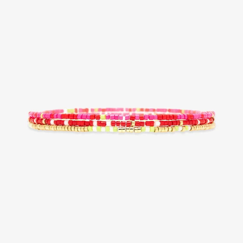 Women's Bangles with Engraved Initials-Merry Merry Stretch Bracelet Set of 3