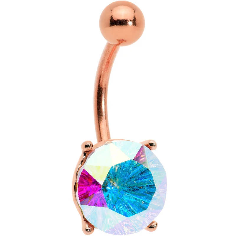 Comfortable Belly Rings for Active Fashionistas -Aurora Gem Rose Gold Tone Simply Elegant Style Belly Ring Comfortable Belly Rings for Active Fashionistas -Aurora Gem Rose Gold Tone Simply Elegant Style Belly Ring