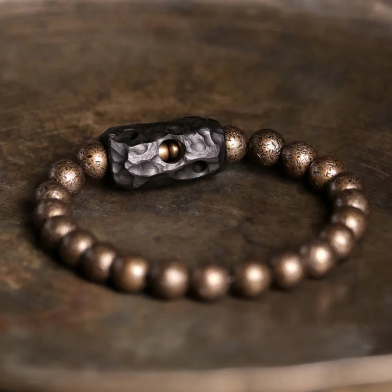 Wooden Bangles for Women-Buddha Stones Tibet Ebony Wood Copper Peace Balance Beaded Bracelet Wooden Bangles for Women-Buddha Stones Tibet Ebony Wood Copper Peace Balance Beaded Bracelet