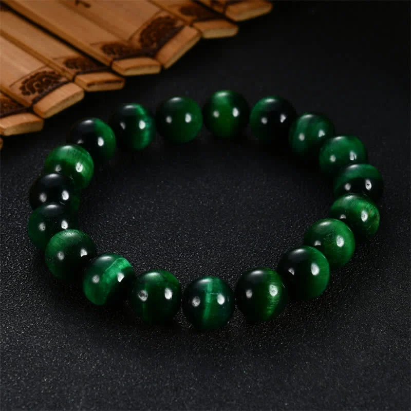 Trendy Bracelets for Men-Buddha Stones Natural Green Tiger Eye Strength Bracelet