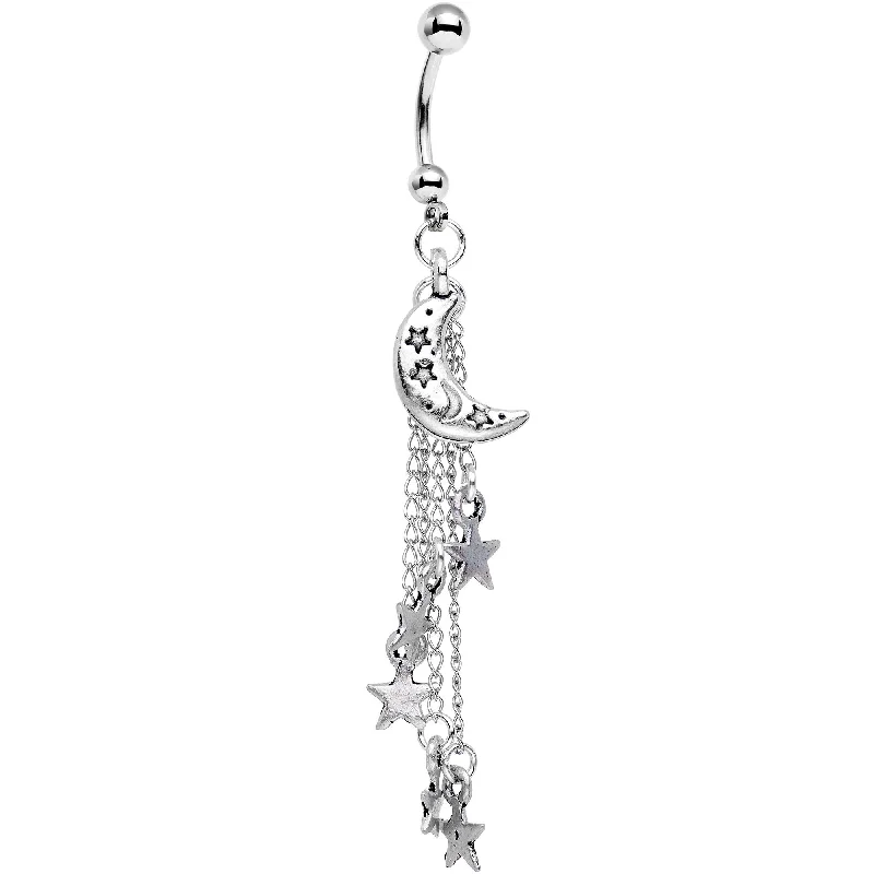 Comfortable Belly Rings with Unique Finish -Handcrafted Stars at Night Moon of Life Dangle Belly Ring Comfortable Belly Rings with Unique Finish -Handcrafted Stars at Night Moon of Life Dangle Belly Ring