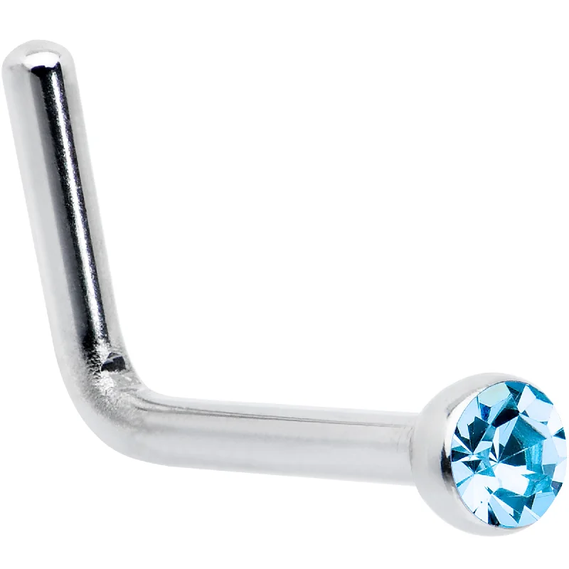 Nose Rings for Women’s Trendy Style -20 Gauge Stainless Steel Light Blue Gem Micro Nose Ring L-Shaped Nose Rings for Women’s Trendy Style -20 Gauge Stainless Steel Light Blue Gem Micro Nose Ring L-Shaped