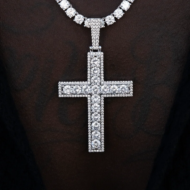 Exclusive Men's Necklaces & Pendants for the Modern Gentleman-Large Diamond Pave Cross Pendant in White Gold Exclusive Men's Necklaces & Pendants for the Modern Gentleman-Large Diamond Pave Cross Pendant in White Gold