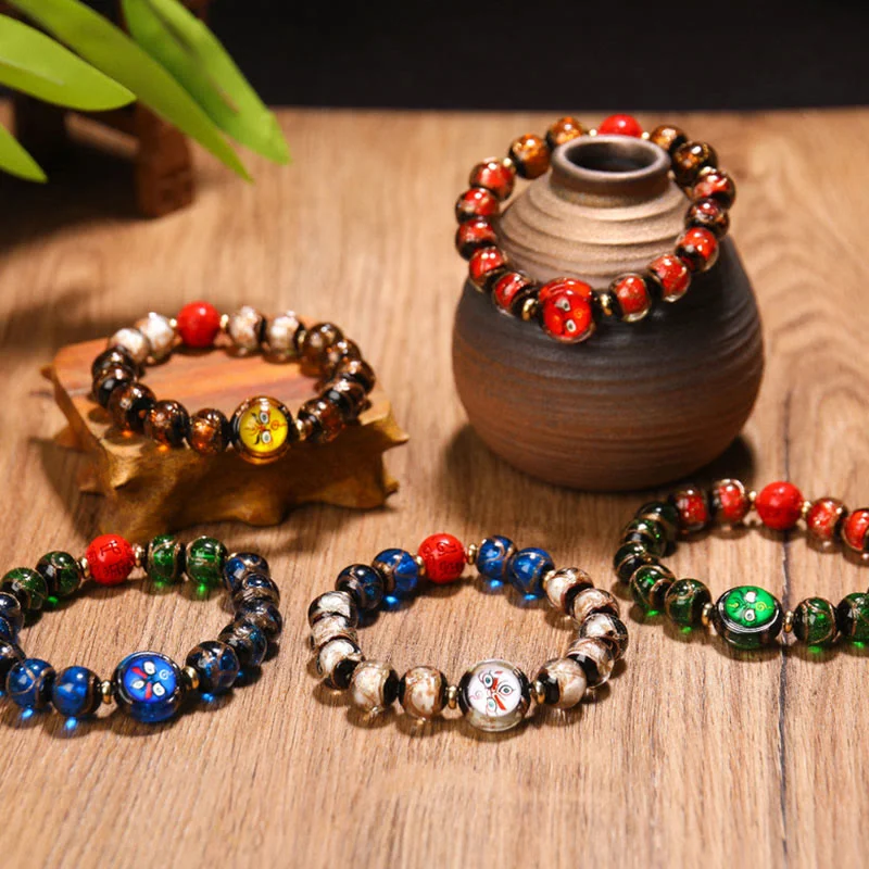 Trendy Beaded Bracelets for Men with Bright Colors-Buddha Stones Tibetan Five God of Wealth Thangka Liuli Glass Bead Chinese Zodiac Protection Bracelet Trendy Beaded Bracelets for Men with Bright Colors-Buddha Stones Tibetan Five God of Wealth Thangka Liuli Glass Bead Chinese Zodiac Protection Bracelet