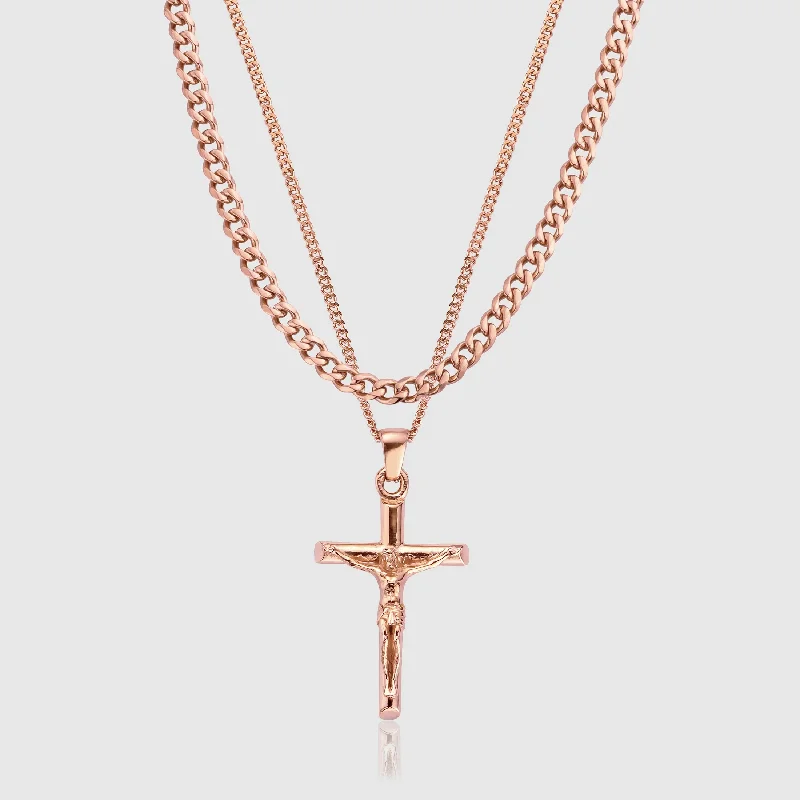 Crucifix and Cuban Set (Rose Gold)