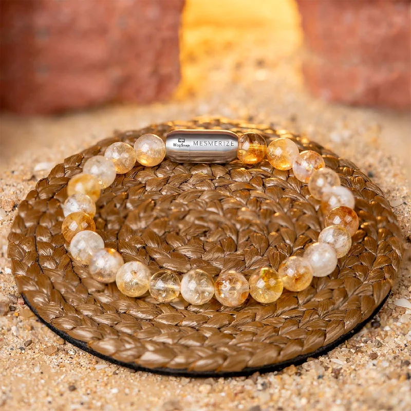 Men's Bracelets for Trendy Looks-Radiant Joy Citrine Natural Stone Bracelet with MagSnap 2 Men's Bracelets for Trendy Looks-Radiant Joy Citrine Natural Stone Bracelet with MagSnap 2
