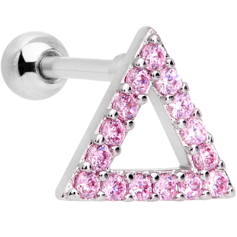 Women's Earrings – Elegant Designs for Every Personality--16 Gauge 1/4 Pink Gem Triangle Cartilage Tragus Women's Earrings – Elegant Designs for Every Personality--16 Gauge 1/4 Pink Gem Triangle Cartilage Tragus