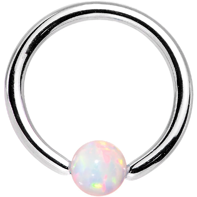 Women's Earrings – Elegant Designs for Every Personality--16 Gauge 5/16 3mm White Synthetic Opal Steel BCR Captive Ring