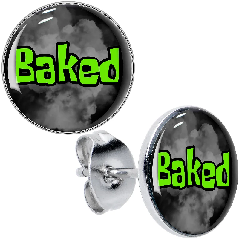 Women's Earrings – Elegant Designs for Every Personality--Logo Baked Stoner Stud Earrings