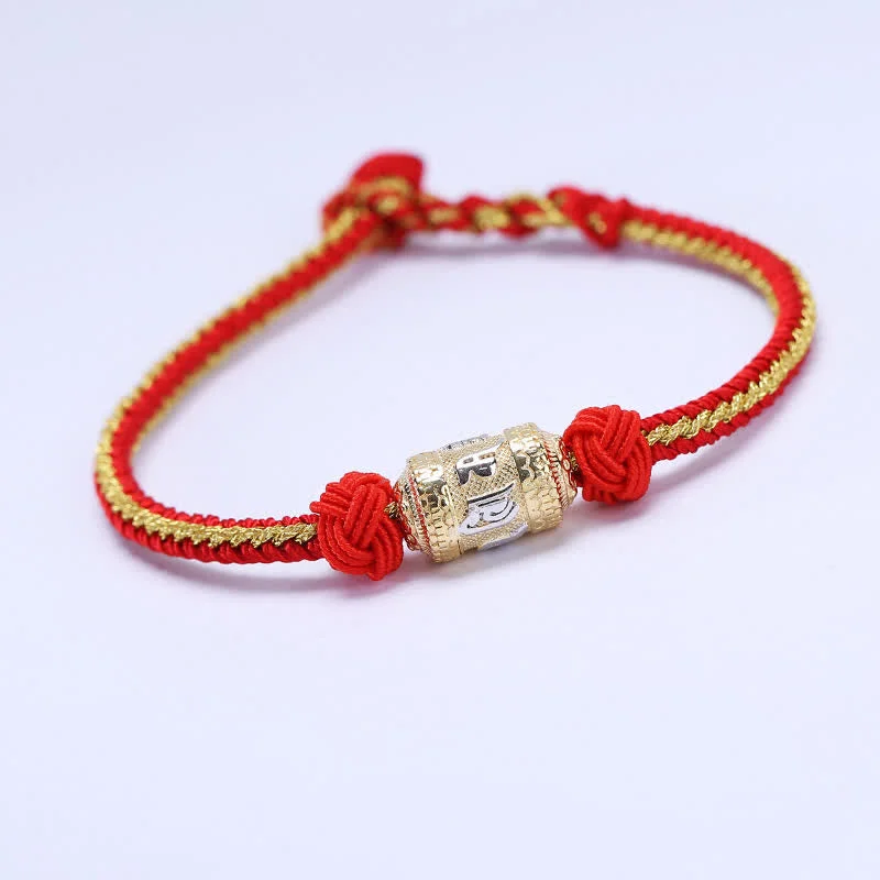Minimalist Gold Bangles for Women-Buddha Stones 925 Sterling Silver Om Mani Padme Hum Prayer Wheel Luck Strength Red String Bracelet