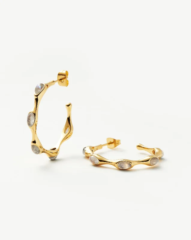 Women's Earrings – Elegant Designs for Every Personality--Magma Gemstone Medium Hoop Earrings | 18k Recycled Gold Plated on Recycled Sterling Silver Women's Earrings – Elegant Designs for Every Personality--Magma Gemstone Medium Hoop Earrings | 18k Recycled Gold Plated on Recycled Sterling Silver