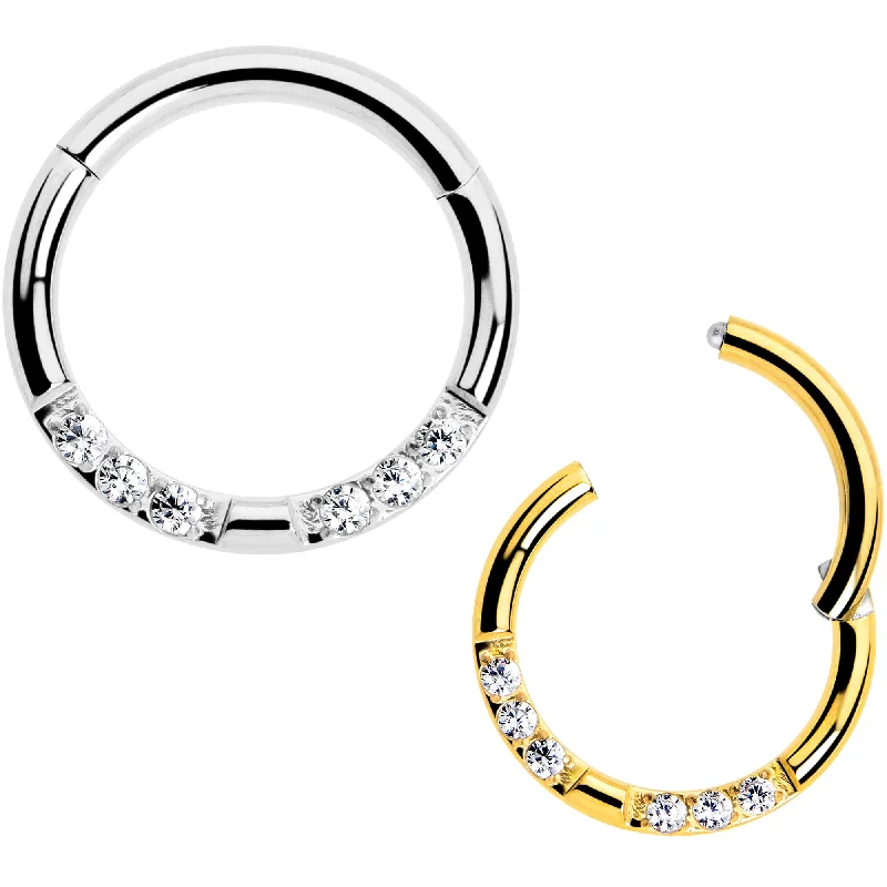 Nose Rings for Personal Style -16 Gauge 5/16 CZ Gem Forward Facing Hinged Segment Ring Nose Rings for Personal Style -16 Gauge 5/16 CZ Gem Forward Facing Hinged Segment Ring