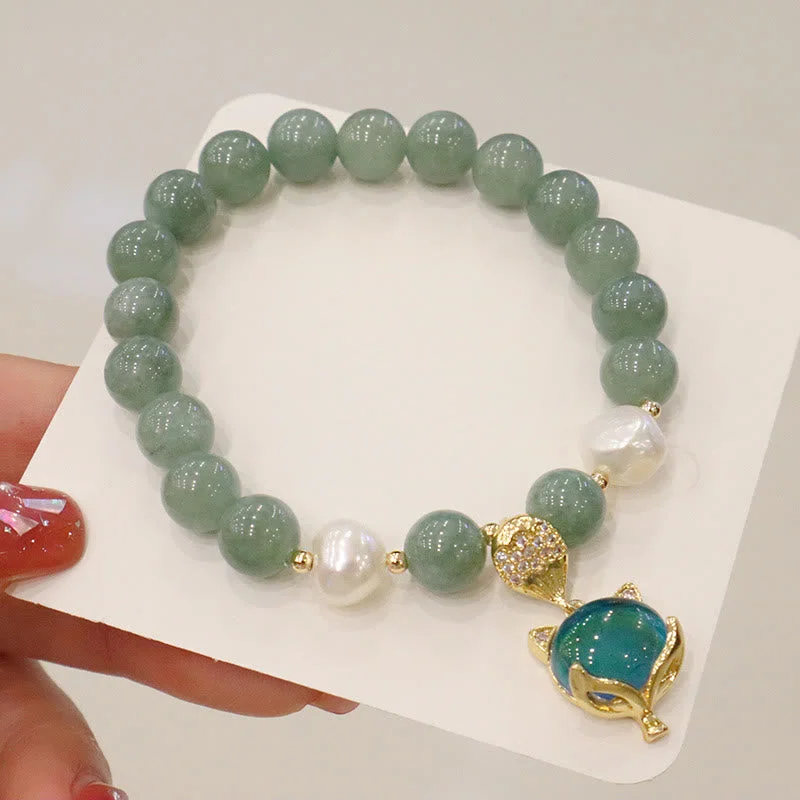 High-End Crystal Bangles for Women-Buddha Stones Jade Pearl Color-Changing Fox Charm Luck Bracelet High-End Crystal Bangles for Women-Buddha Stones Jade Pearl Color-Changing Fox Charm Luck Bracelet