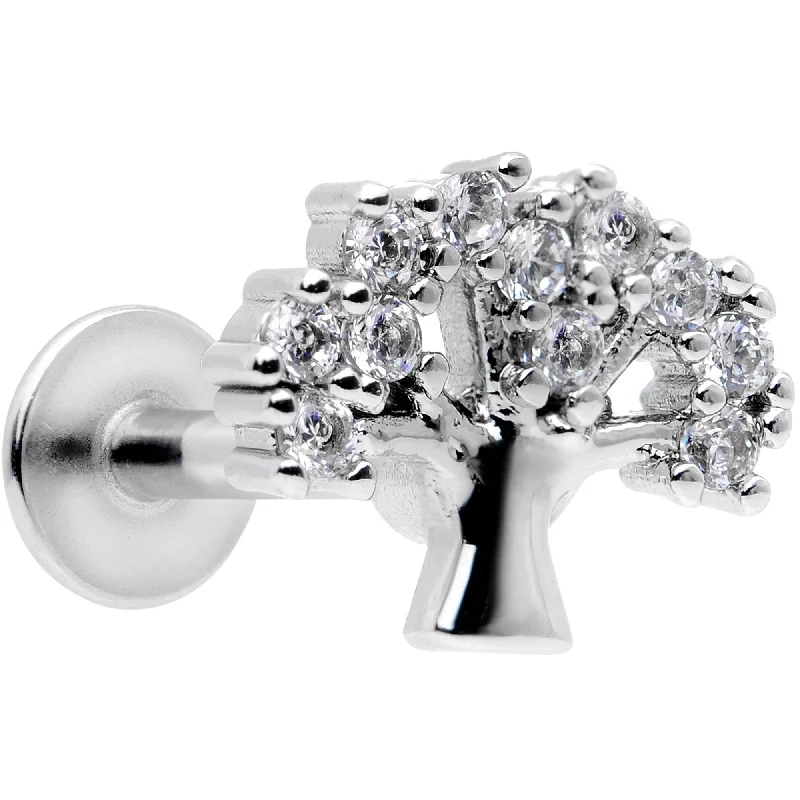 Lip Rings with Simple Design for Everyday16 Gauge 5/16 Clear CZ Gem Tree of Life Labret Monroe Tragus