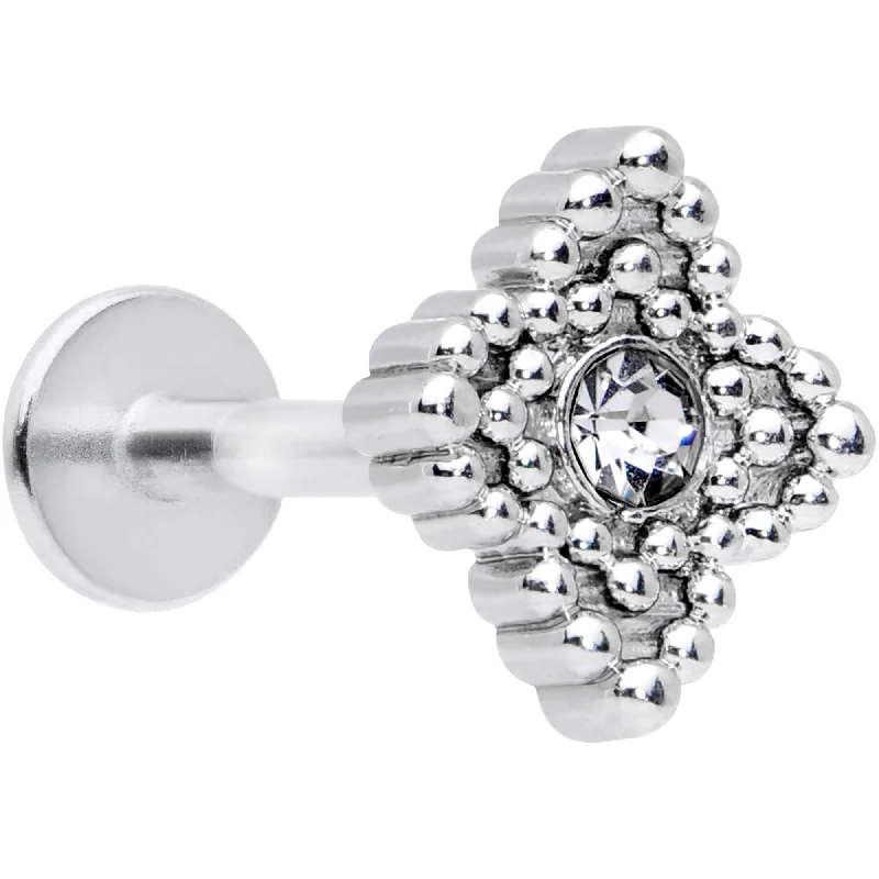 Comfortable Lip Rings for a Fashionable Look16 Gauge 5/16 Clear Gem Textured Cross Labret Monroe Tragus