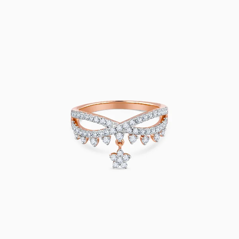 Chic Women's Rings for Fashion-Forward Looks-Rose Gold Party Floral Ring