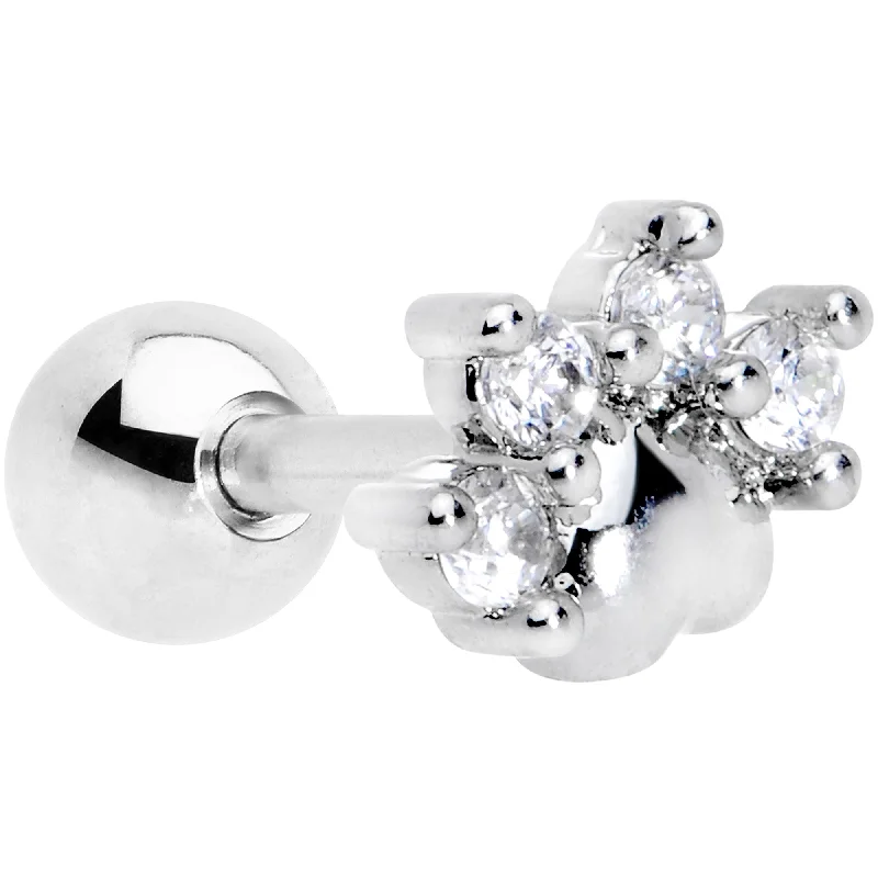 Women's Earrings – Elegant Designs for Every Personality--16 Gauge 1/4 Clear CZ Gem Paw Print Cat Cartilage Tragus Earring