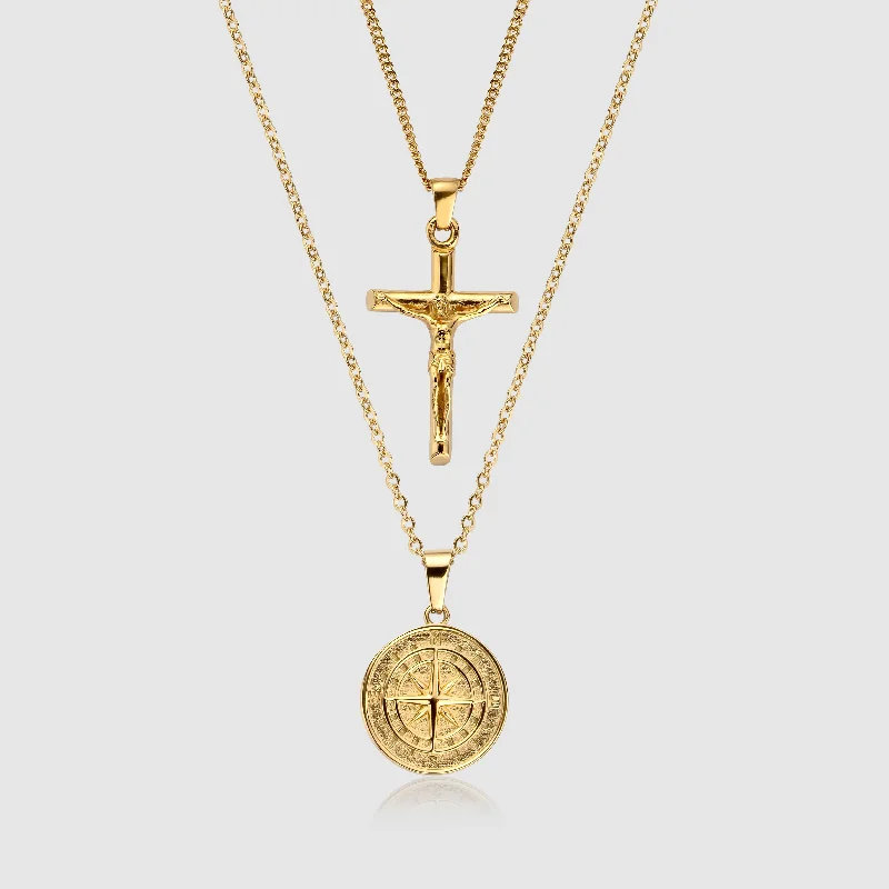 Compass x Crucifix Set (Gold)