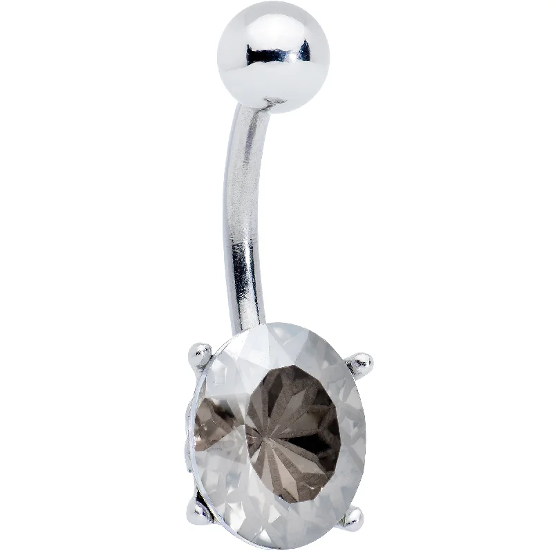 Designer Belly Rings with Sparkling Stones -Grey Gem Oval Flower Mandala Stylish Elegance Belly Ring Designer Belly Rings with Sparkling Stones -Grey Gem Oval Flower Mandala Stylish Elegance Belly Ring