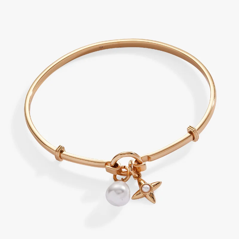 Women's Simple Gemstone Bangles-Pearl Star Duo Tension Bangle