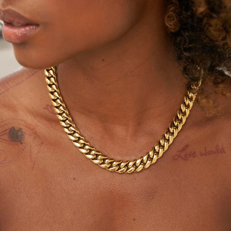 Shop Classic Women's Necklaces & Pendants with a Modern Twist-GLD Signature Cuban in Yellow Gold- 12mm Shop Classic Women's Necklaces & Pendants with a Modern Twist-GLD Signature Cuban in Yellow Gold- 12mm