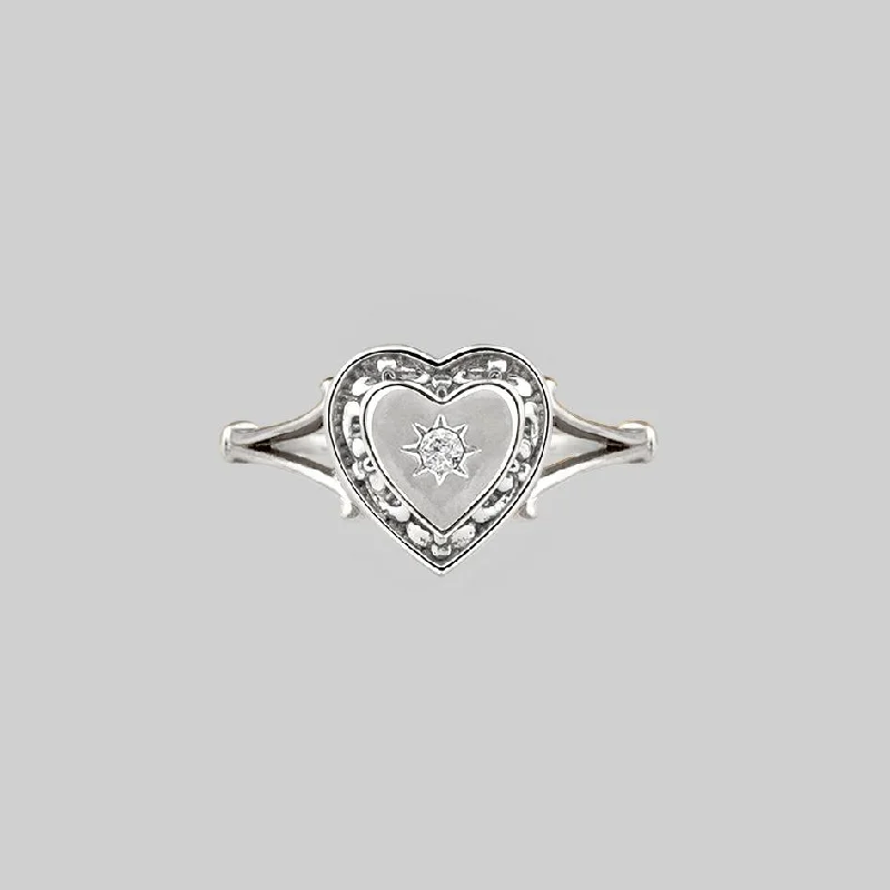Chic Women's Rings for Fashion-Forward Looks-MY DARLING. Heart & Cubic Zirconia Ring - Silver Chic Women's Rings for Fashion-Forward Looks-MY DARLING. Heart & Cubic Zirconia Ring - Silver