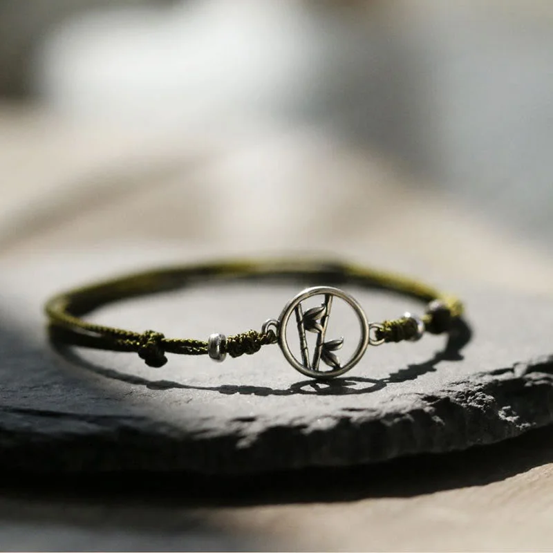 Handcrafted Bracelets for Men-Buddha Stones 925 Sterling Silver Bamboo Luck String Bracelet Handcrafted Bracelets for Men-Buddha Stones 925 Sterling Silver Bamboo Luck String Bracelet