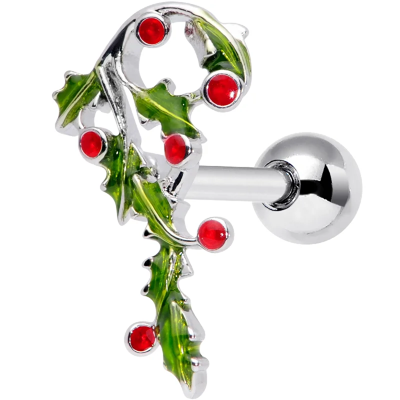 Women's Earrings – Elegant Designs for Every Personality--16 Gauge 1/4 Pink CZ Gem Candy Cane Holly Christmas Cartilage Tragus Women's Earrings – Elegant Designs for Every Personality--16 Gauge 1/4 Pink CZ Gem Candy Cane Holly Christmas Cartilage Tragus