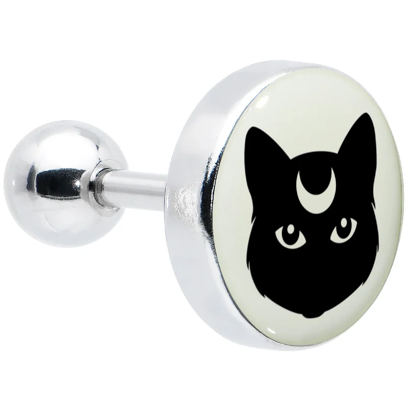 Women's Earrings – Elegant Designs for Every Personality--16 Gauge 1/4 Glow in the Dark Mystic Kitty Cat Tragus Cartilage Earring