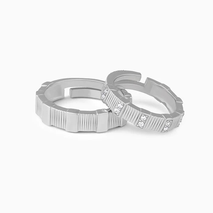 Chic Women's Rings for Fashion-Forward Looks-Silver Fair Love Couple Rings