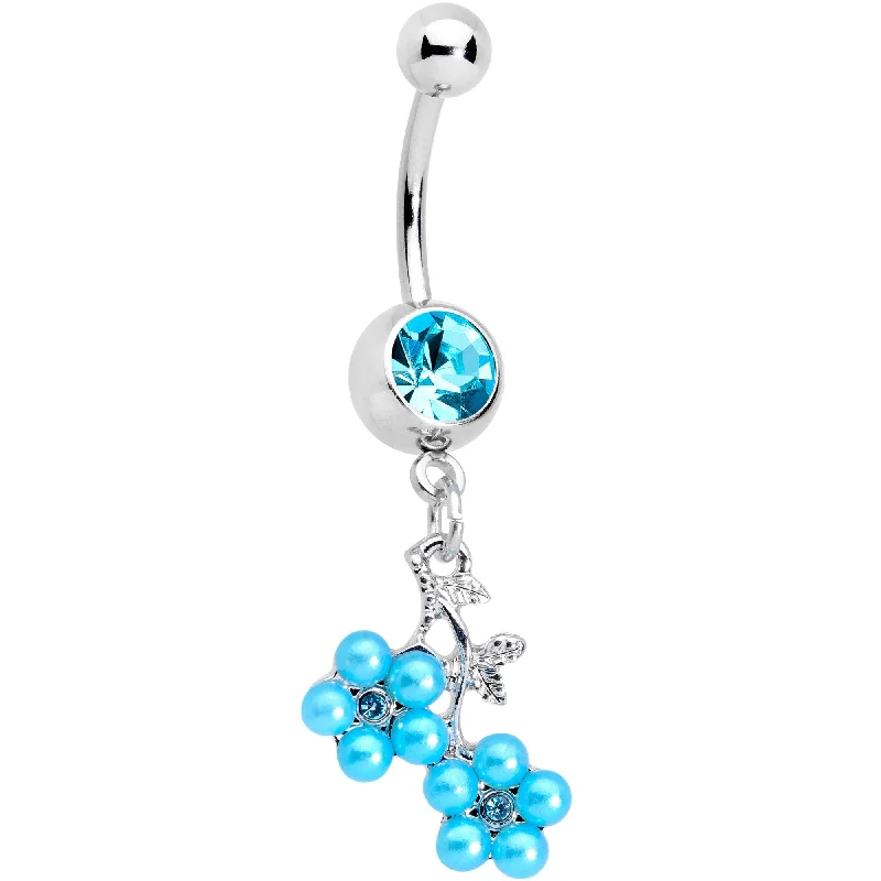 Designer Belly Rings for Unique Looks -Aqua Gem Blue Bunch of Berries Dangle Belly Ring Designer Belly Rings for Unique Looks -Aqua Gem Blue Bunch of Berries Dangle Belly Ring