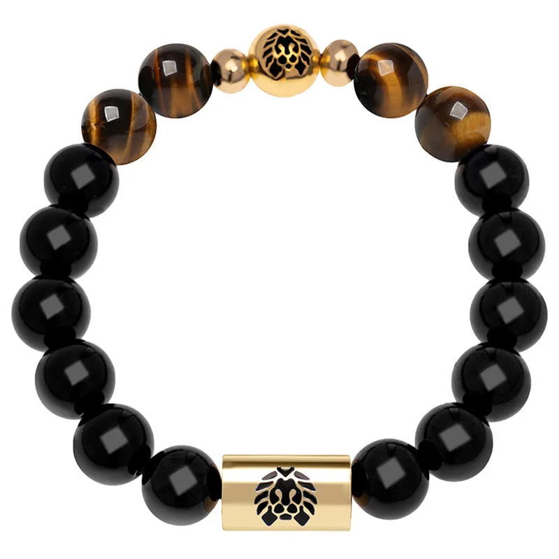 Personalized Bead Bracelets for Men-Buddha Stones Black Onyx Tiger Eye Bead Lion Engraved Protection Bracelet Personalized Bead Bracelets for Men-Buddha Stones Black Onyx Tiger Eye Bead Lion Engraved Protection Bracelet