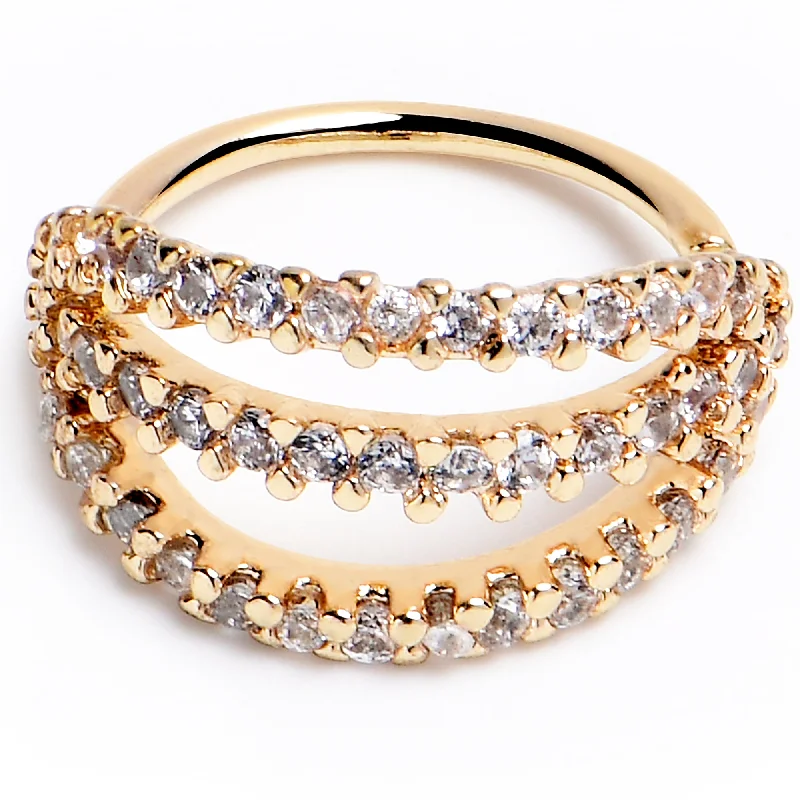 Nose Rings for Bold Personality -20 Gauge 5/16 Clear CZ Gem Gold Tone Faux Triple Hoop Nose Hoop Nose Rings for Bold Personality -20 Gauge 5/16 Clear CZ Gem Gold Tone Faux Triple Hoop Nose Hoop