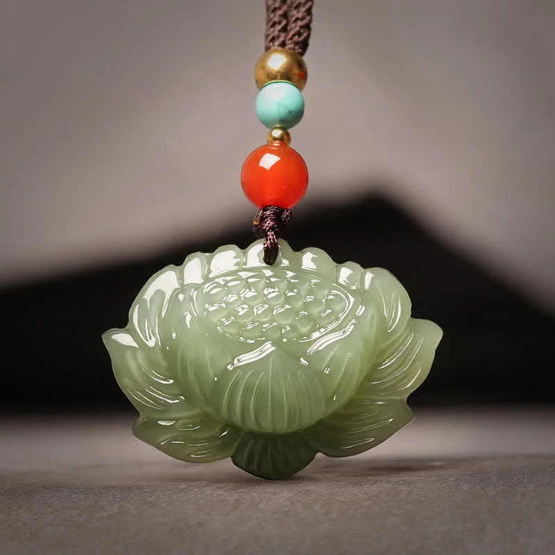 Shop Classic Women's Necklaces & Pendants with a Modern Twist-Buddha Stones Hetian Cyan Jade Lotus Flower Success Necklace Pendant Shop Classic Women's Necklaces & Pendants with a Modern Twist-Buddha Stones Hetian Cyan Jade Lotus Flower Success Necklace Pendant