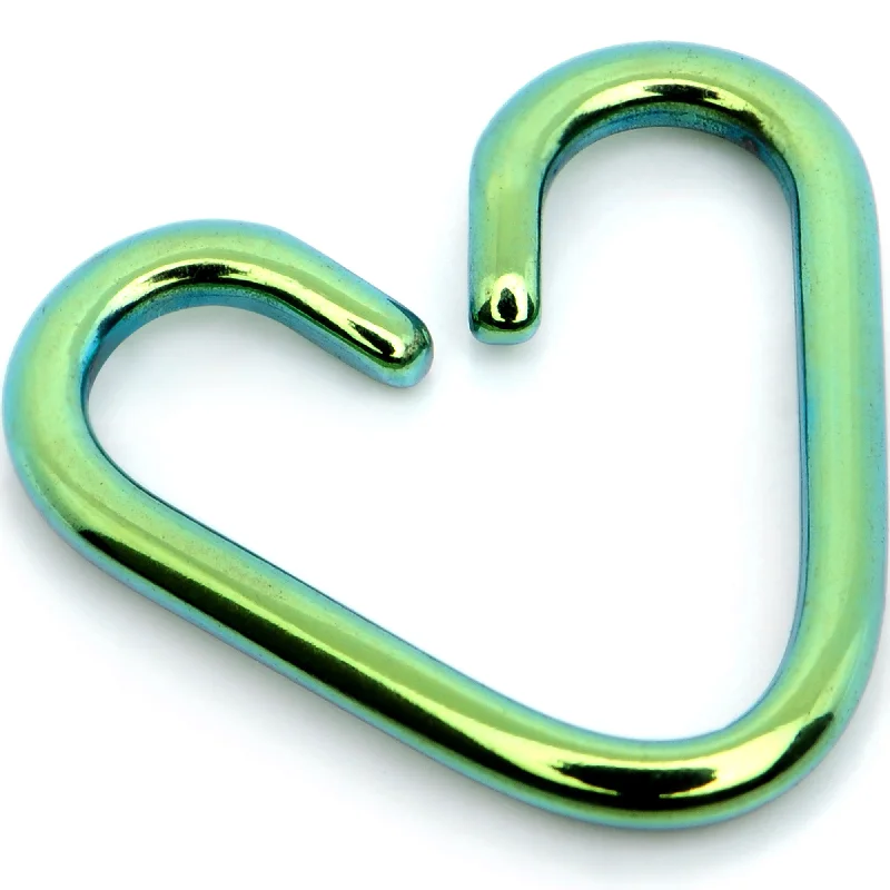 Women's Earrings – Elegant Designs for Every Personality--5/16 Annealed Green Anodized Titanium Heart Daith Cartilage Tragus Women's Earrings – Elegant Designs for Every Personality--5/16 Annealed Green Anodized Titanium Heart Daith Cartilage Tragus