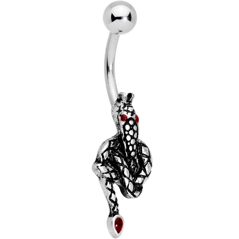 Stunning Belly Rings for Unique Looks -Red Gem Halloween Slithering Snake Belly Ring Stunning Belly Rings for Unique Looks -Red Gem Halloween Slithering Snake Belly Ring