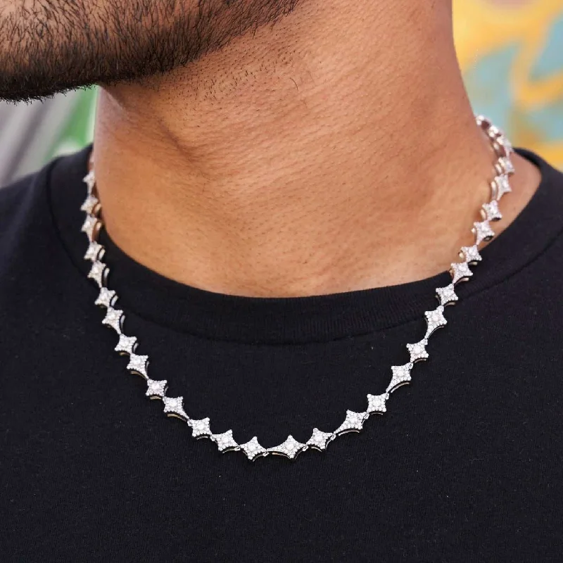 Exclusive Men's Necklaces & Pendants for the Modern Gentleman-GLD Star Link Chain in White Gold Exclusive Men's Necklaces & Pendants for the Modern Gentleman-GLD Star Link Chain in White Gold