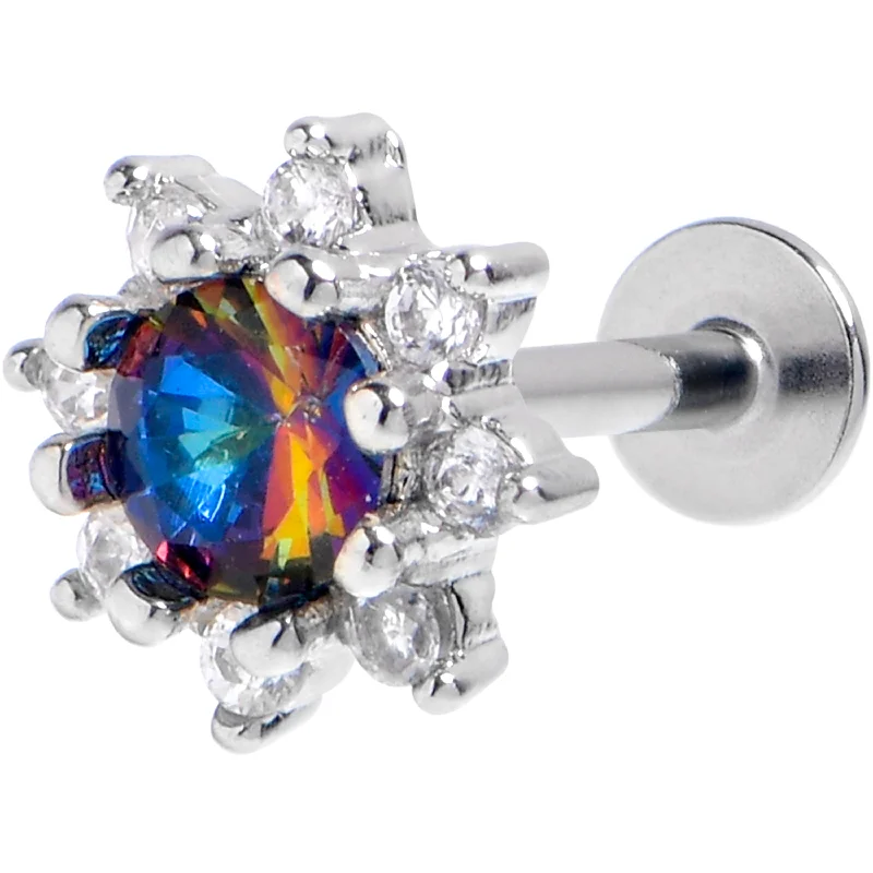 Women's Earrings – Elegant Designs for Every Personality--16 Gauge 1/4 Vitrail Clear Gem Baroque Sun Labret Women's Earrings – Elegant Designs for Every Personality--16 Gauge 1/4 Vitrail Clear Gem Baroque Sun Labret