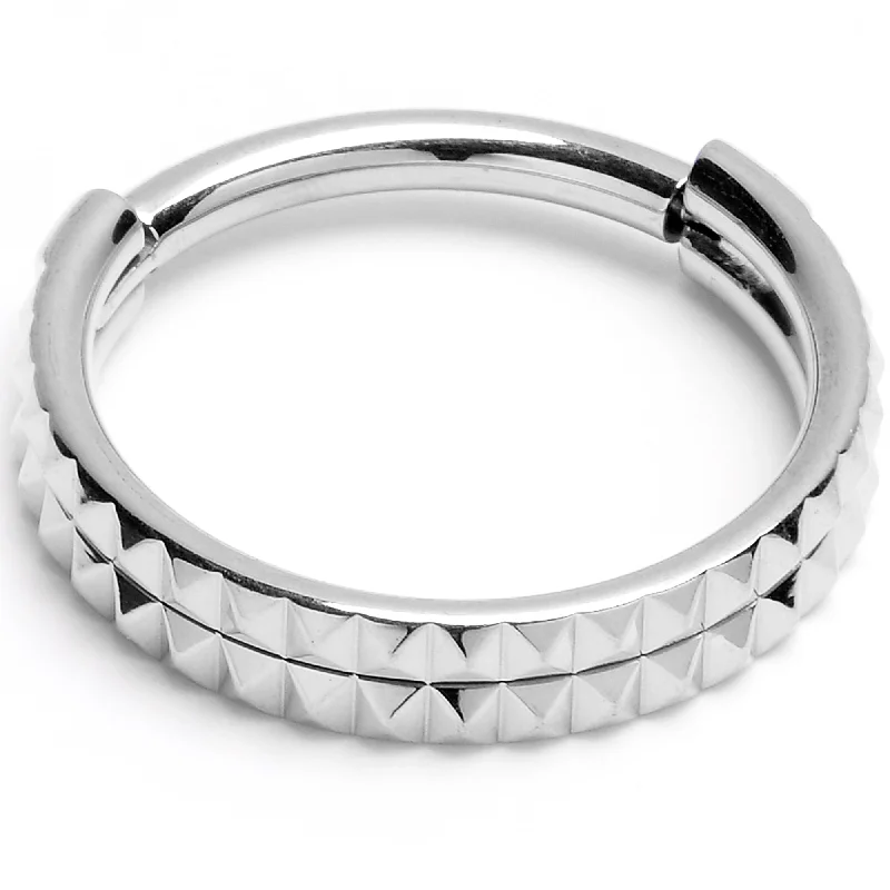 Comfortable and Fashionable Lip Rings16 Gauge 3/8 Pyramid Cut Double Hoop 316L Surgical Steel Hinged Segment Ring