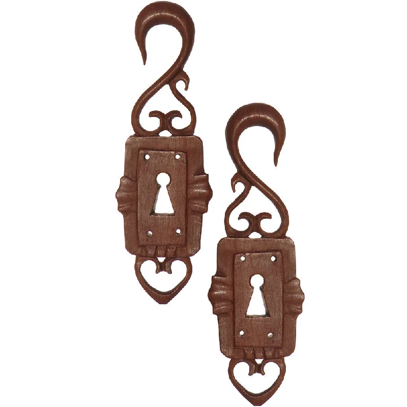 Women's Earrings – Elegant Designs for Every Personality--4 Gauge Organic Sabo Wood Lock Box Hanger Plug Set