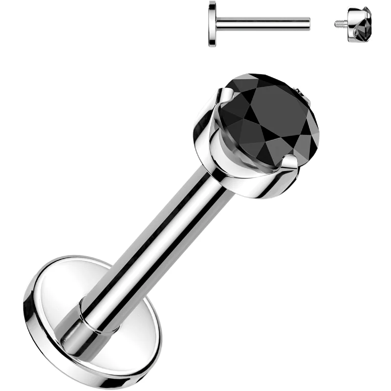 Women's Earrings – Elegant Designs for Every Personality--16 Gauge 5/16 3mm Black CZ Round Medical Grade Titanium Flat Back Earring
