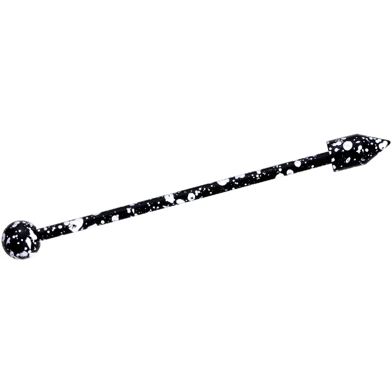 Women's Earrings – Elegant Designs for Every Personality--14 Gauge Black White Make A Point Industrial Barbell 38mm
