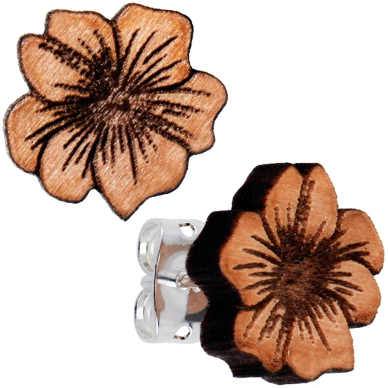 Women's Earrings – Elegant Designs for Every Personality--Natural Maple Wood Spring Flowers Stud Earrings