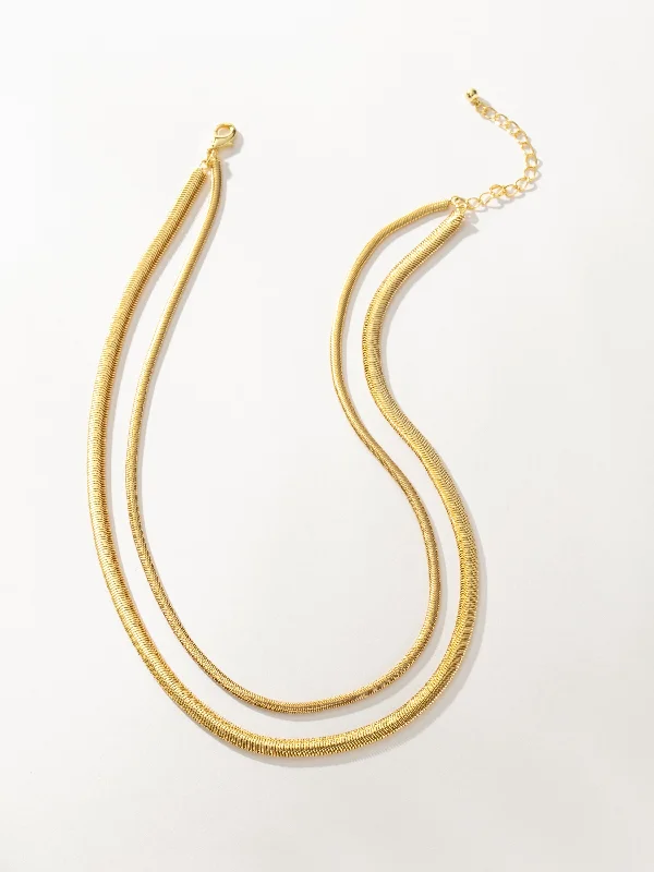 Shop Classic Women's  Necklaces & Pendants with a Modern Twist-Layered Flat Snake Chain Necklace