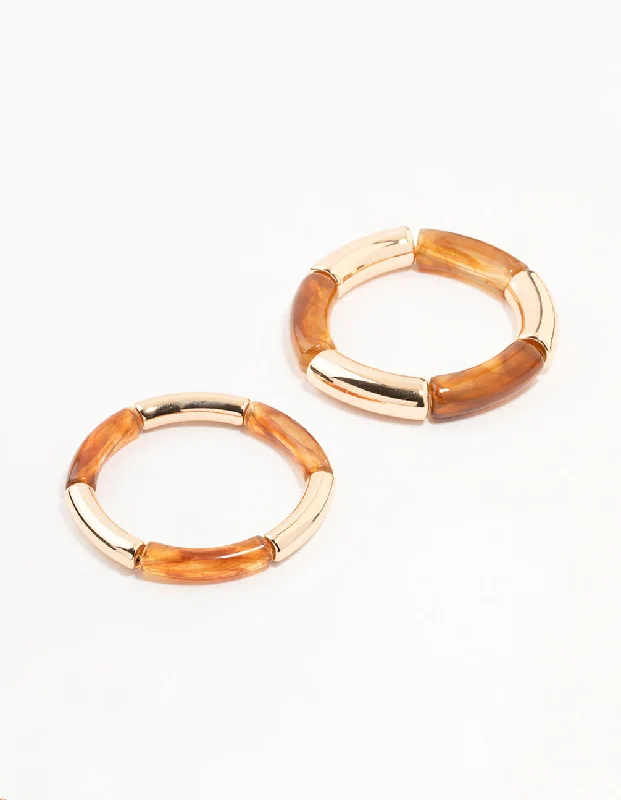 Women's Bangles with Engraved Initials-Gold Bangles 2-Pack