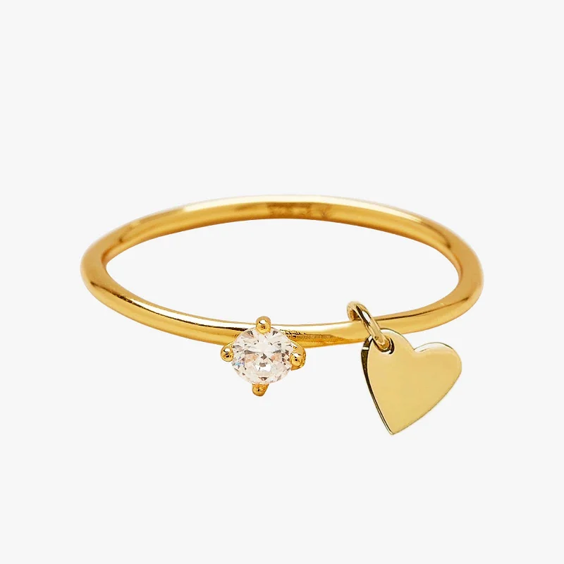 Chic Women's Rings for Fashion-Forward Looks-Demi-Fine Engravable Heart Ring
