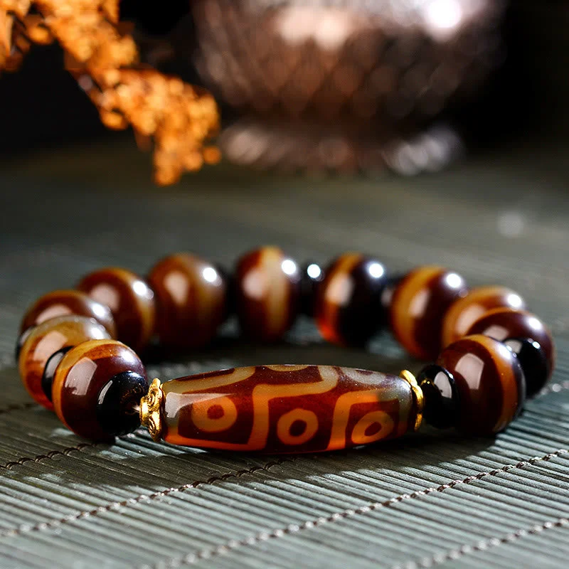 Men's Fashion Bracelets for Any Occasion-Buddha Stones Tibetan Natural Nine-Eye Dzi Bead Agate Wealth Blessings Bracelet Men's Fashion Bracelets for Any Occasion-Buddha Stones Tibetan Natural Nine-Eye Dzi Bead Agate Wealth Blessings Bracelet
